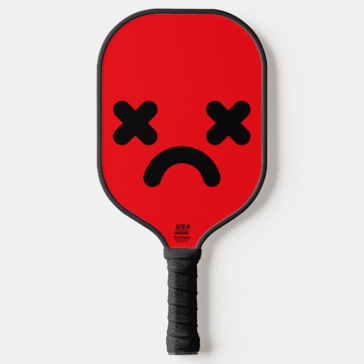 Verward Verdrietig Gezicht Rood Pickleball Paddle (Voorkant)