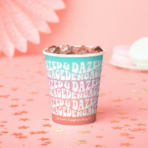 Verward Verliefd Retro Roze Aqua Verlovingsfeest Papieren Bekers