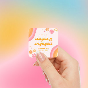 Verward & Verliefd Roze & Oranje Vierkante Sticker