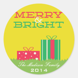 Verwarde cadeaudozen en cadeaudozen voor feestdage ronde sticker