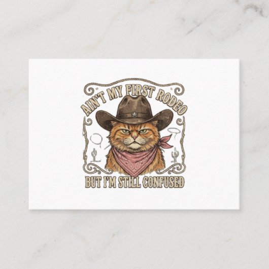 Verwarde Cowboy Kat Rodeo Contactkaartje (Voorkant)