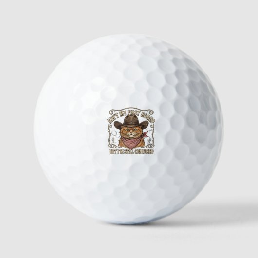 Verwarde Cowboy Kat Rodeo Golfballen (Voorkant)