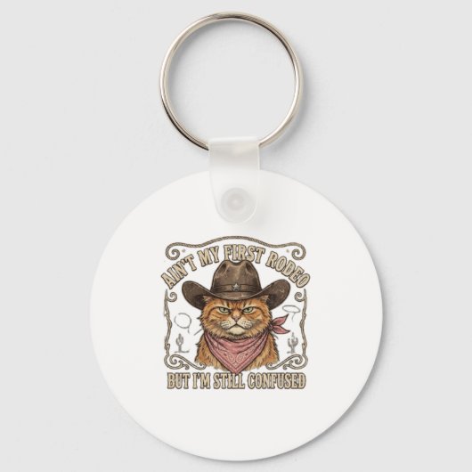 Verwarde Cowboy Kat Rodeo Sleutelhanger (Voorkant)