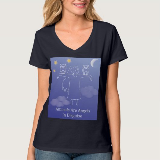 Verwarde de v-Hals van de Uil Express® Nano T-shirt (Voorkant)