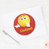 Verwarde Emoji Emoticon Cartoon Gezicht Ronde Sticker (Envelop)