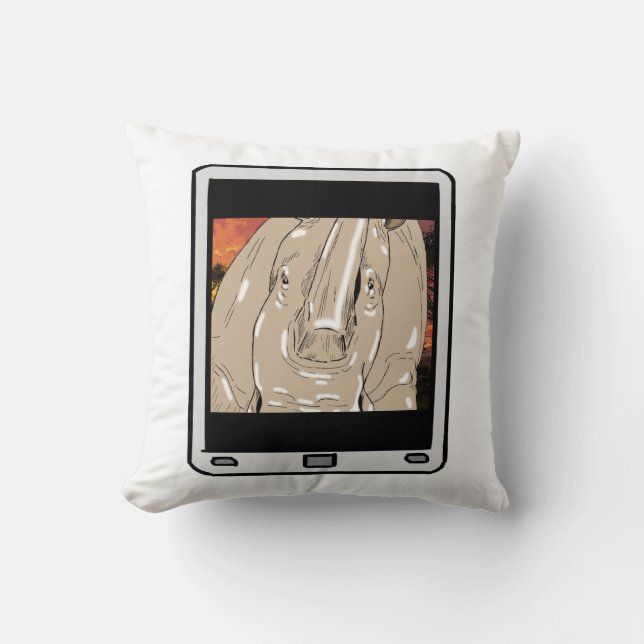 Verwarde Express® Rinoceros Selfie Kussen (Voorkant)