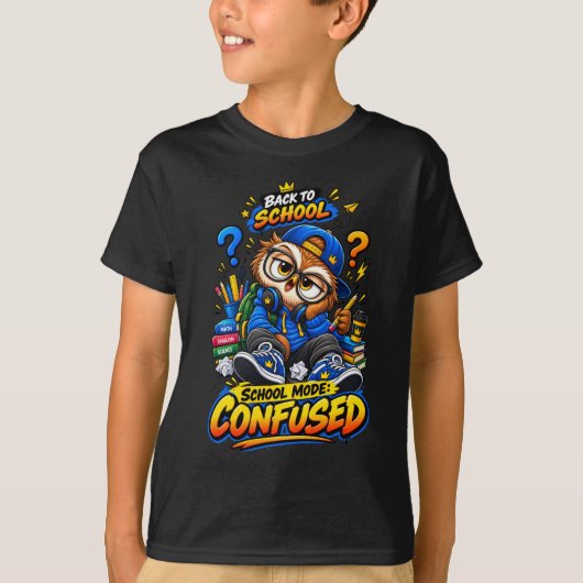 Verwarde Funny School Mode Terug Naar School Uil T T-shirt (Voorkant)
