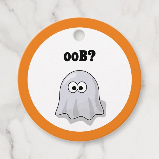Verwarde geest zegt: "Oob?" Grappige Halloween Car Bedankjes Labels (Voorkant)