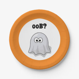 Verwarde Geest Zegt "Oob?" Grappige Halloween Cart Papieren Bordje