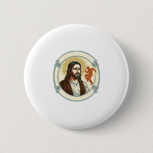Verwarde Jezus Virale Dans Trend Silhouet Video Ronde Button 5,7 Cm (Voorkant)
