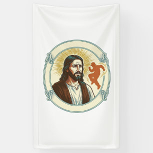 Verwarde Jezus Virale Dans Trend Silhouet Video Spandoek