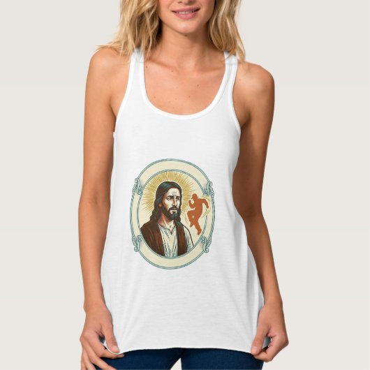 Verwarde Jezus Virale Dans Trend Silhouet Video Tanktop (Voorkant)
