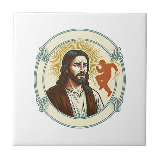 Verwarde Jezus Virale Dans Trend Silhouet Video Tegeltje (Voorkant)