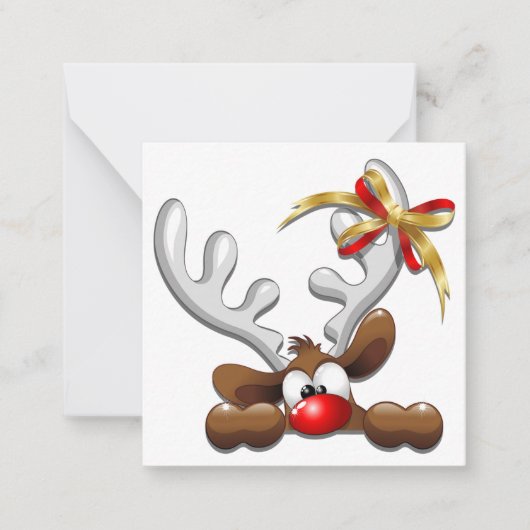 Verwarde Kerstman Rendier Grappig Kerst Karakter Notitiekaartje (Voorkant)