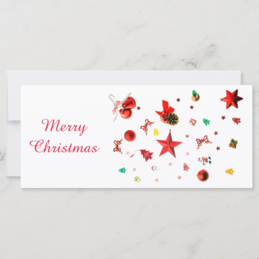 Verwarde kerstrode gemengde ornamenten met tekst (Voorkant)