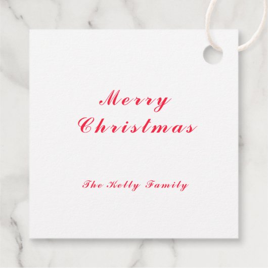 Verwarde kerstrode gemengde ornamenten met tekst bedankjes labels (Achterkant)