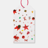 Verwarde kerstrode gemengde ornamenten met tekst cadeaulabel (Voorkant)