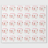 Verwarde kerstrode gemengde ornamenten met tekst cadeaupapier (Vlak)