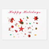 Verwarde kerstrode gemengde ornamenten met tekst inpakpapier vel (Voorkant 3)