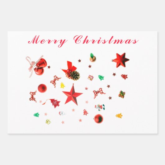 Verwarde kerstrode gemengde ornamenten met tekst inpakpapier vel (Voorkant 2)