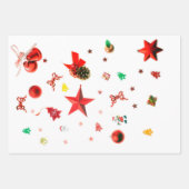 Verwarde kerstrode gemengde ornamenten met tekst inpakpapier vel (Voorkant)
