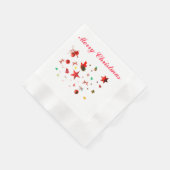 Verwarde kerstrode gemengde ornamenten met tekst servet (Hoek)