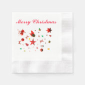 Verwarde kerstrode gemengde ornamenten met tekst servet (Voorkant)