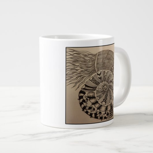 Verwarde koffiemok grote koffiekop (Voorkant rechts)