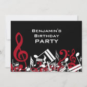 Verwarde Muzieknoten Rood Grijs Wit Verjaardagsfee Kaart (Voorkant)