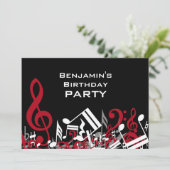 Verwarde Muzieknoten Rood Grijs Wit Verjaardagsfee Kaart (Staand voorkant)