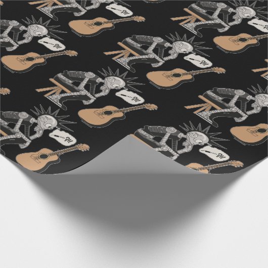 Verwarde muziekrobot cadeaupapier (Hoek)