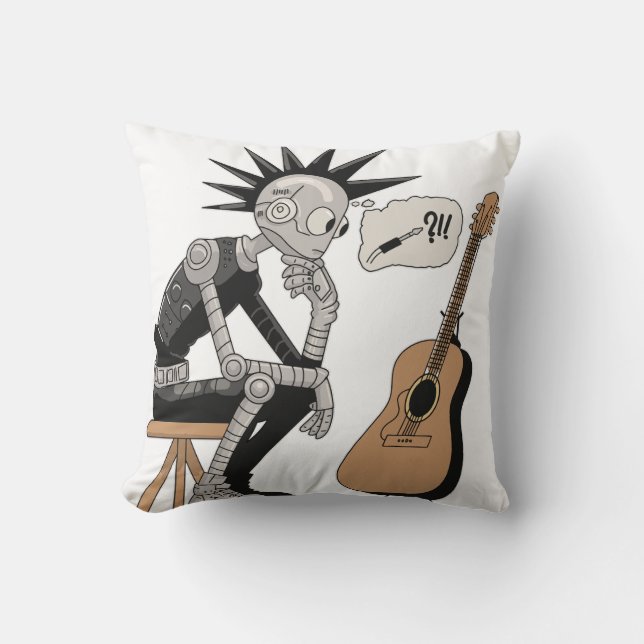 Verwarde muziekrobot kussen (Voorkant)