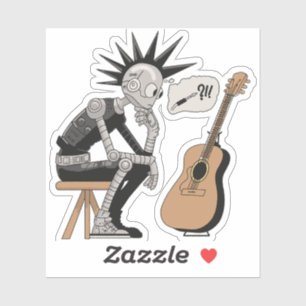 Verwarde muziekrobot sticker