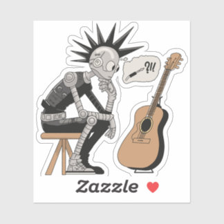 Verwarde muziekrobot sticker