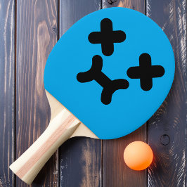 Verwarde Pruilende Gezicht Blauwe Ping Pong Paddle Tafeltennisbatje