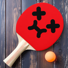 Verwarde Pruilende Gezicht Rode Ping Pong Paddle Tafeltennisbatje