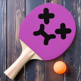 Verwarde Pruilgezicht Paarse Ping Pong Paddle Tafeltennisbatje