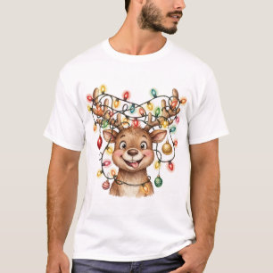 Verwarde Rendier Kerstverlichting T-Shirt