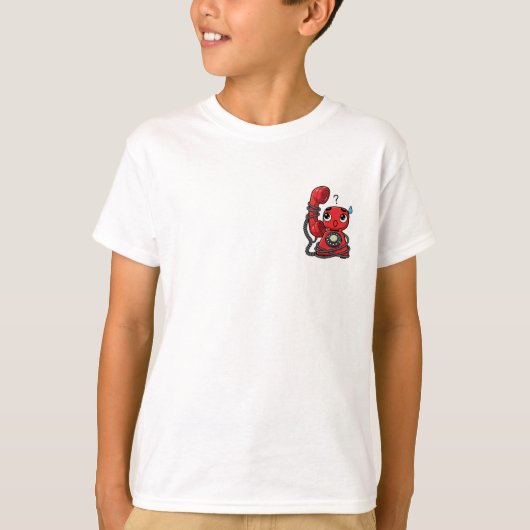 Verwarde Retro Telefoon Karakter Kinderen T-shirt (Voorkant)