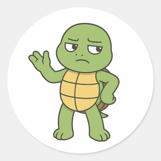 Verwarde schildpad ronde sticker (Voorkant)