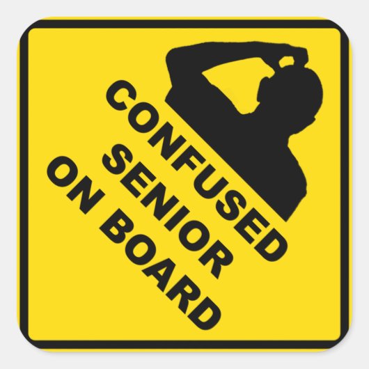 Verwarde senior aan boord Sticker (Voorkant)