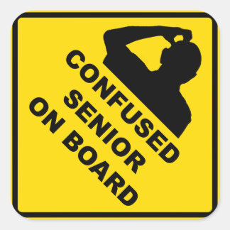 Verwarde senior aan boord Sticker