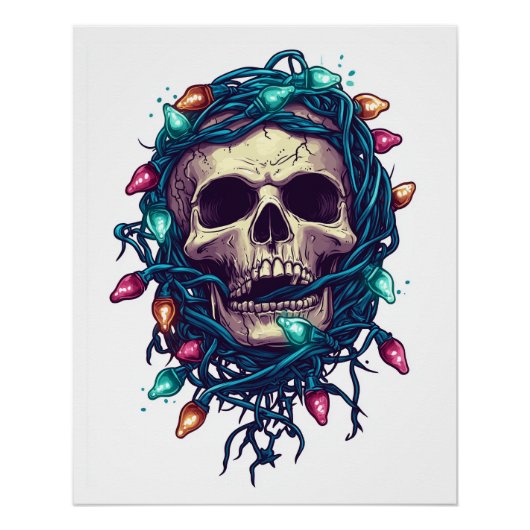Verwarde Skullmas � Grappige Kerst Skelet Perfect Poster (Voorkant)