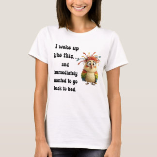 Verwarde Veerbal – Kleurrijke Tekenteldfilm Vogel T-shirt