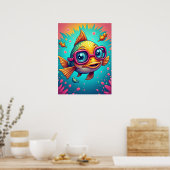 Verwarde vis in zwembril - Grappige Pop Art Poster (Keuken)