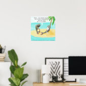 Verwarde Vis Op Verlaten Eiland Grappige Poster (Thuiskantoor)
