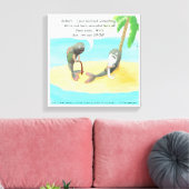 Verwarde vis op woestijneiland Funny Canvas Afdruk (Insitu (Woonkamer))