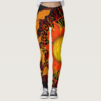 Verwarde zon, zonnestralen Abstract Sinaasappel Mo Leggings