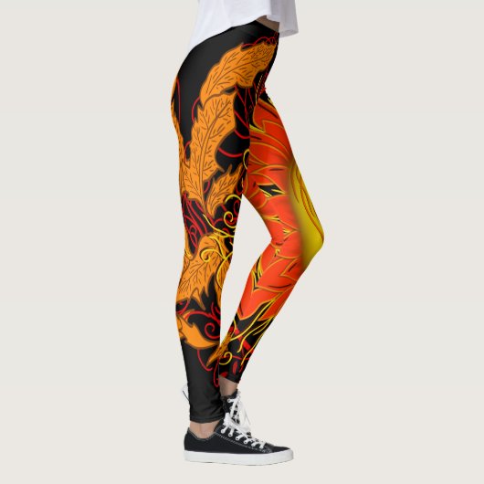 Verwarde zon, zonnestralen Abstract Sinaasappel Mo Leggings (Rechts)