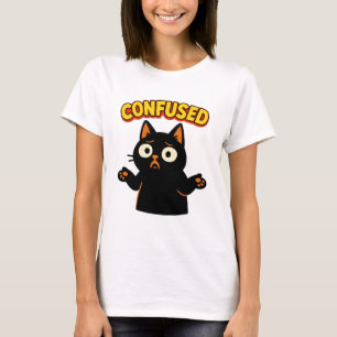 Verwarde zwarte kat t-shirt